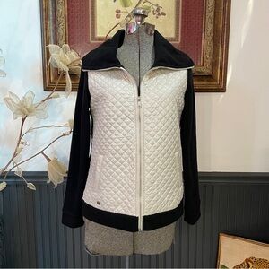 Lauren Ralph Lauren Black & Winter Cream Quilted Fleece Jacket -Size XS 💛🎀